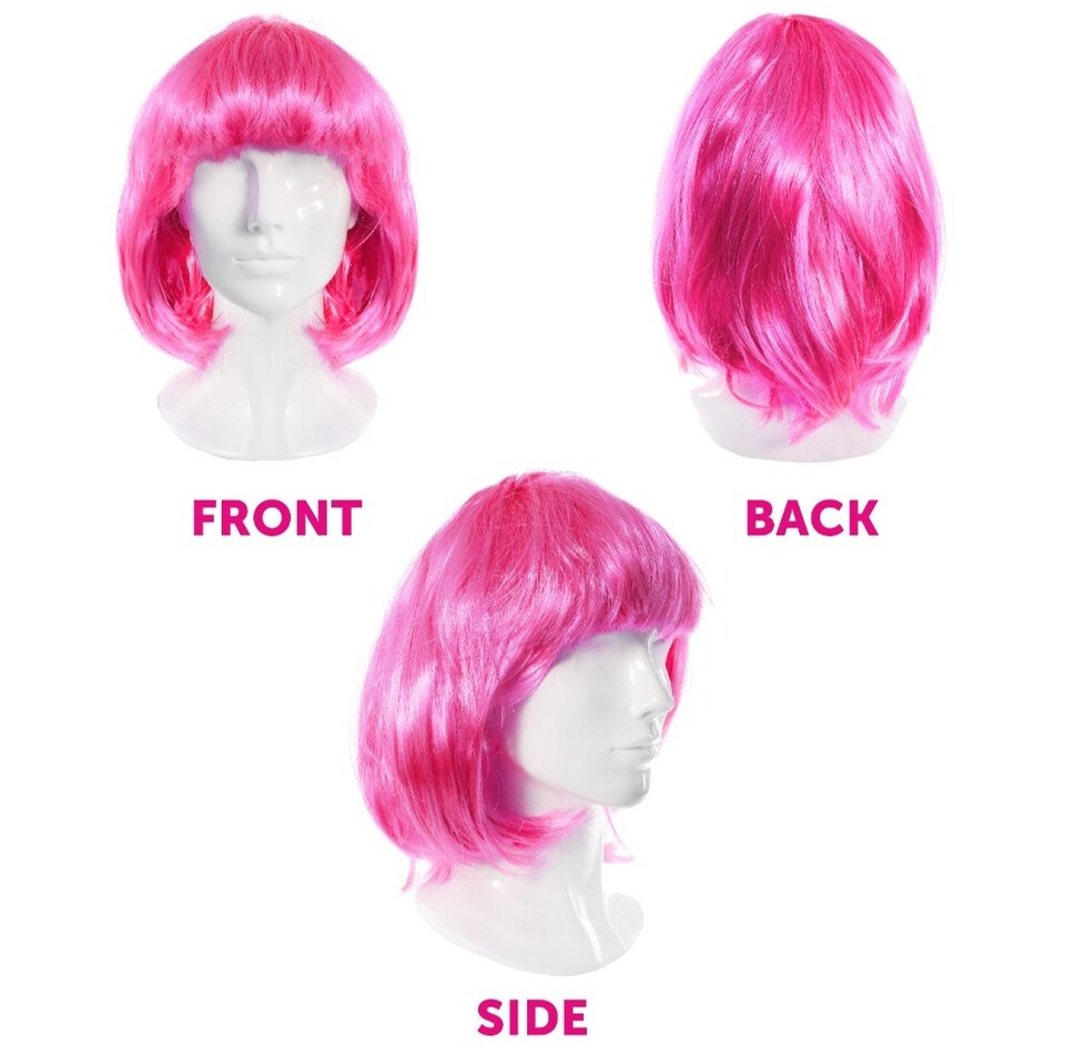 image 1 of Hot Pink Bob Wig | Pink | 3
