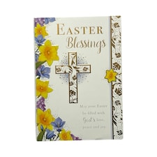 Easter Blessings Traditional Yellow Floral Design Card