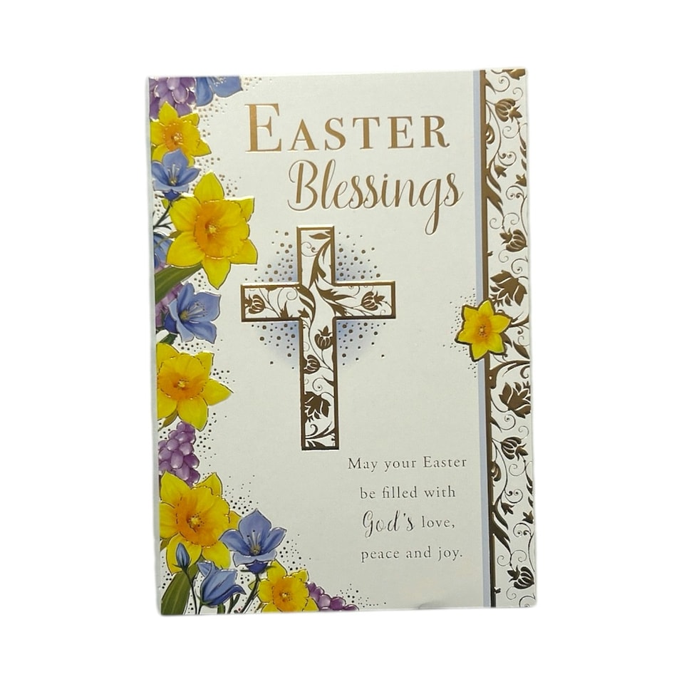 image 1 of Easter Blessings Traditional Yellow Floral Design Card