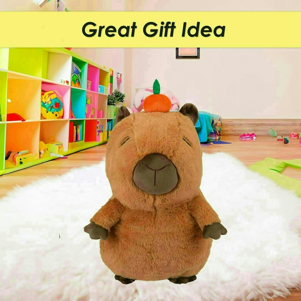 image 1 of Capybara Soft Toy Cute Plushie Huggable Cuddly Stuffed Toy 35cm Dark Brown