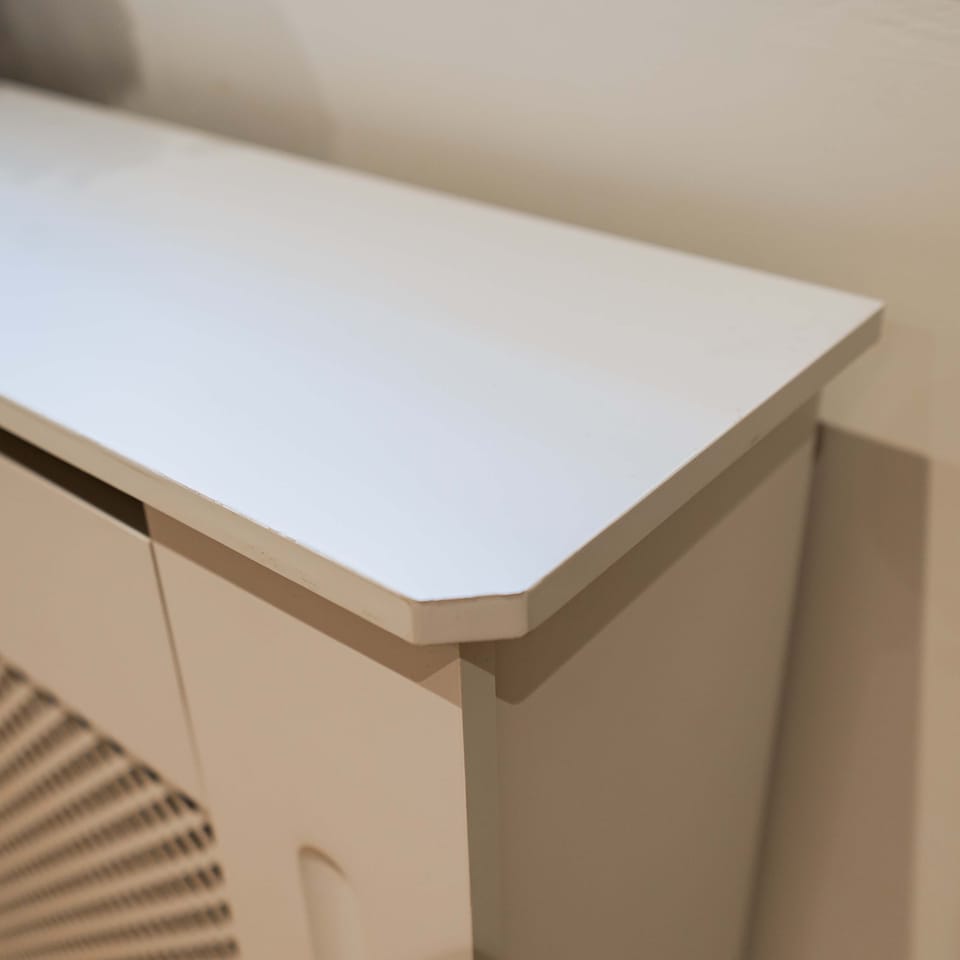 image 1 of JSH Radiator Cover Wood White Diamond MDF - Large - 152cm (W) x 81.5cm (H) x 19cm (D) | White