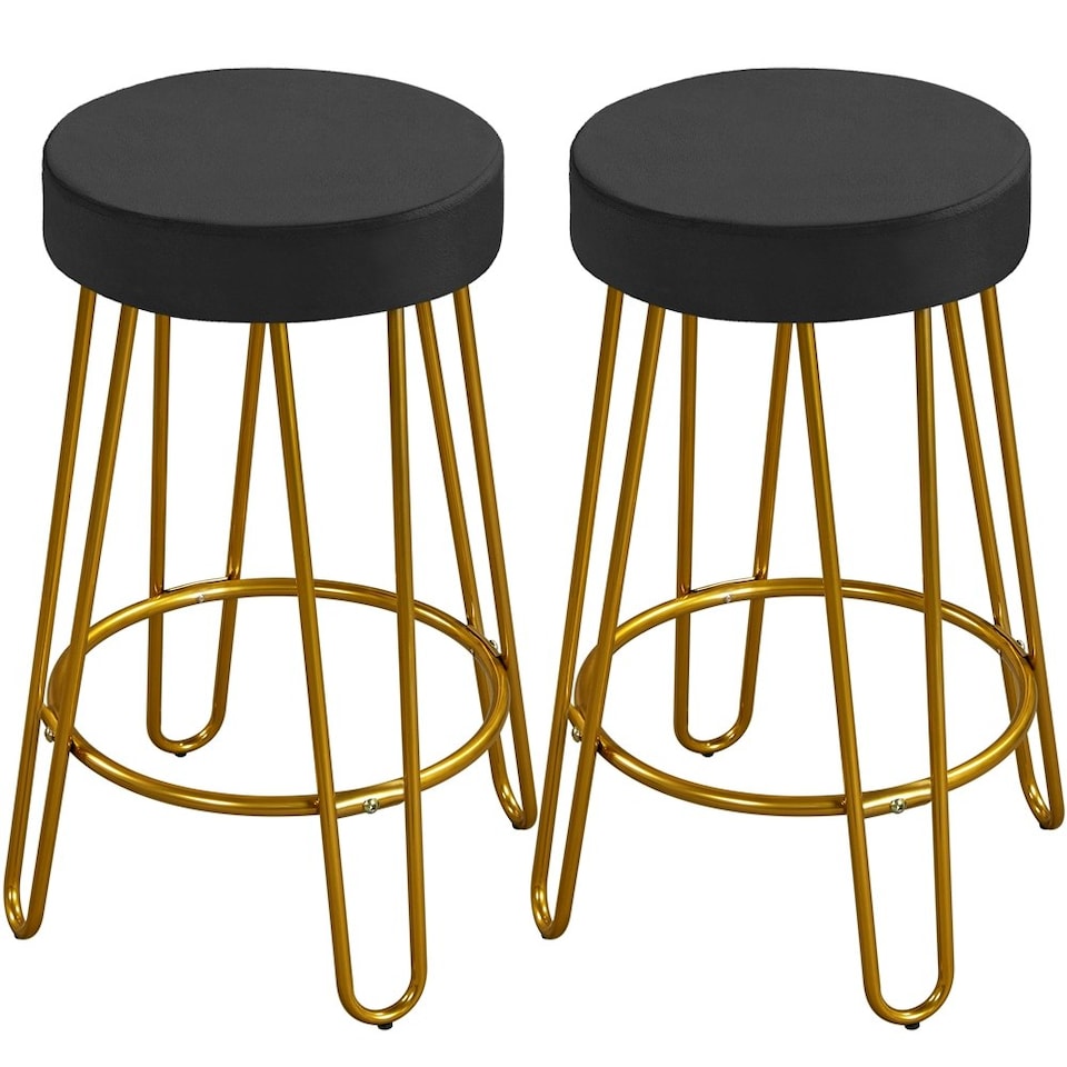 image 1 of Yaheetech 67 cm Tall Upholstered Velvet Counter Stools Pink