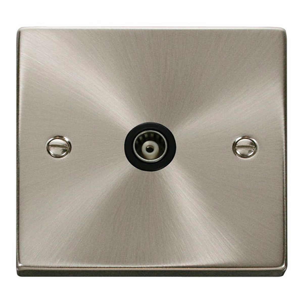 SE Home Satin / Brushed Chrome Single Isolated Coaxial Socket in Metallic Silver