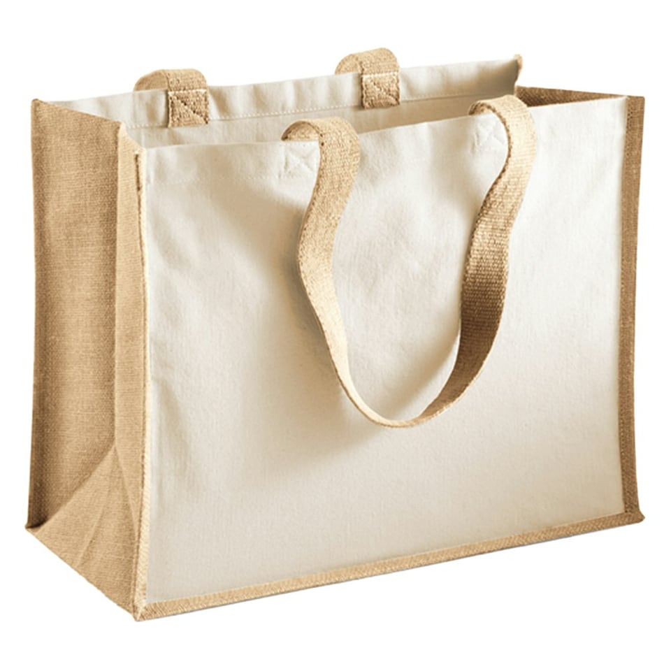image 1 of Westford Mill Classic Jute Printable Shopper Bag - Fuchsia - One Size