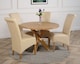 image 3 of Oregon Round Oak Dining Table and 4 Montana Leather Chairs | Cream | Cream | 1
