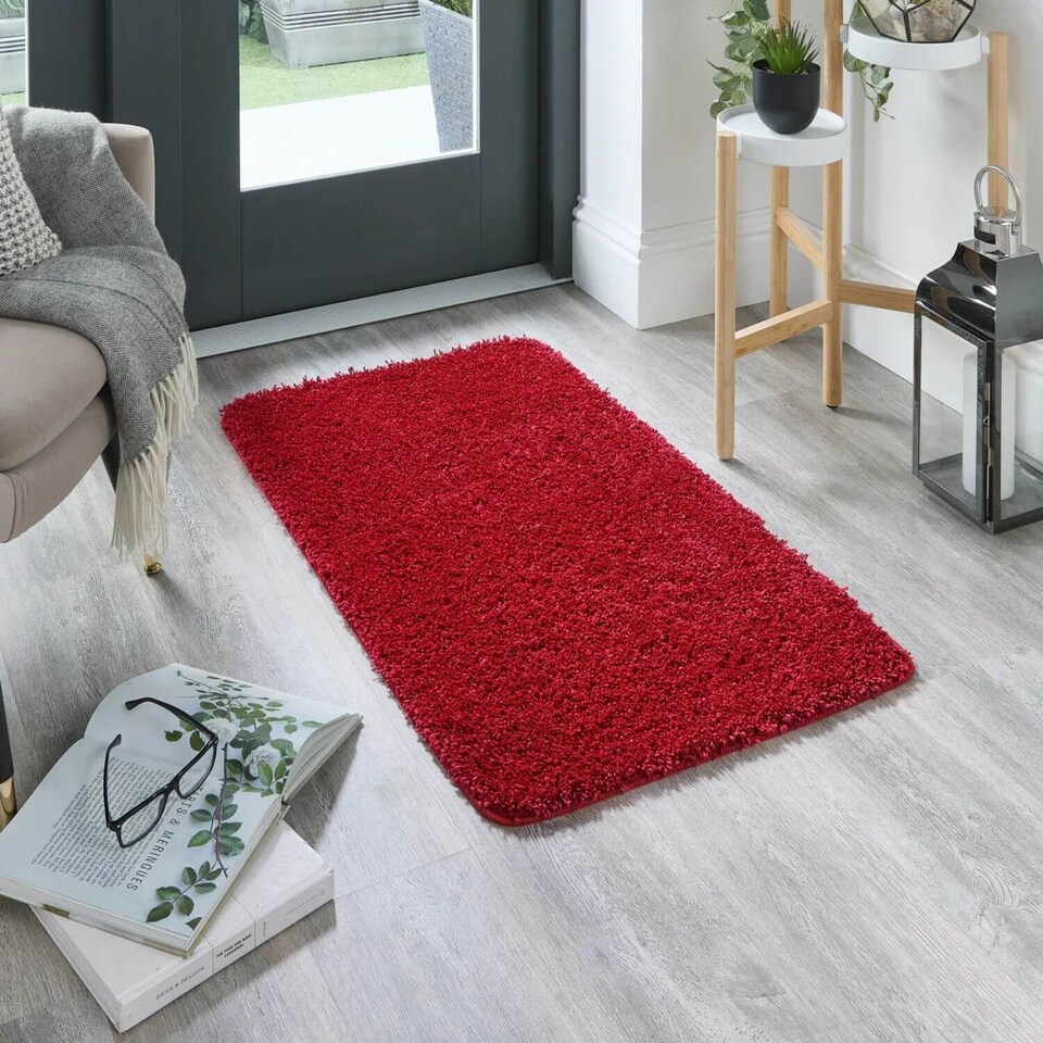image 1 of Washable Non Slip Shaggy Floor Rug Soft Stain Resistant Plain