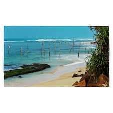 Fishermen on the ocean coast of Sri Lanka (Kitchen Towel)