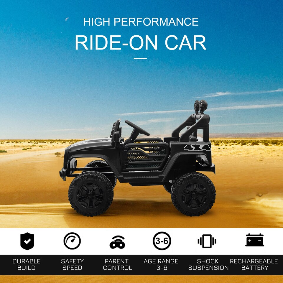 image 1 of HOMCOM 12V Kids Electric Ride On Car Truck Off-road Toy W/ Remote Control Black