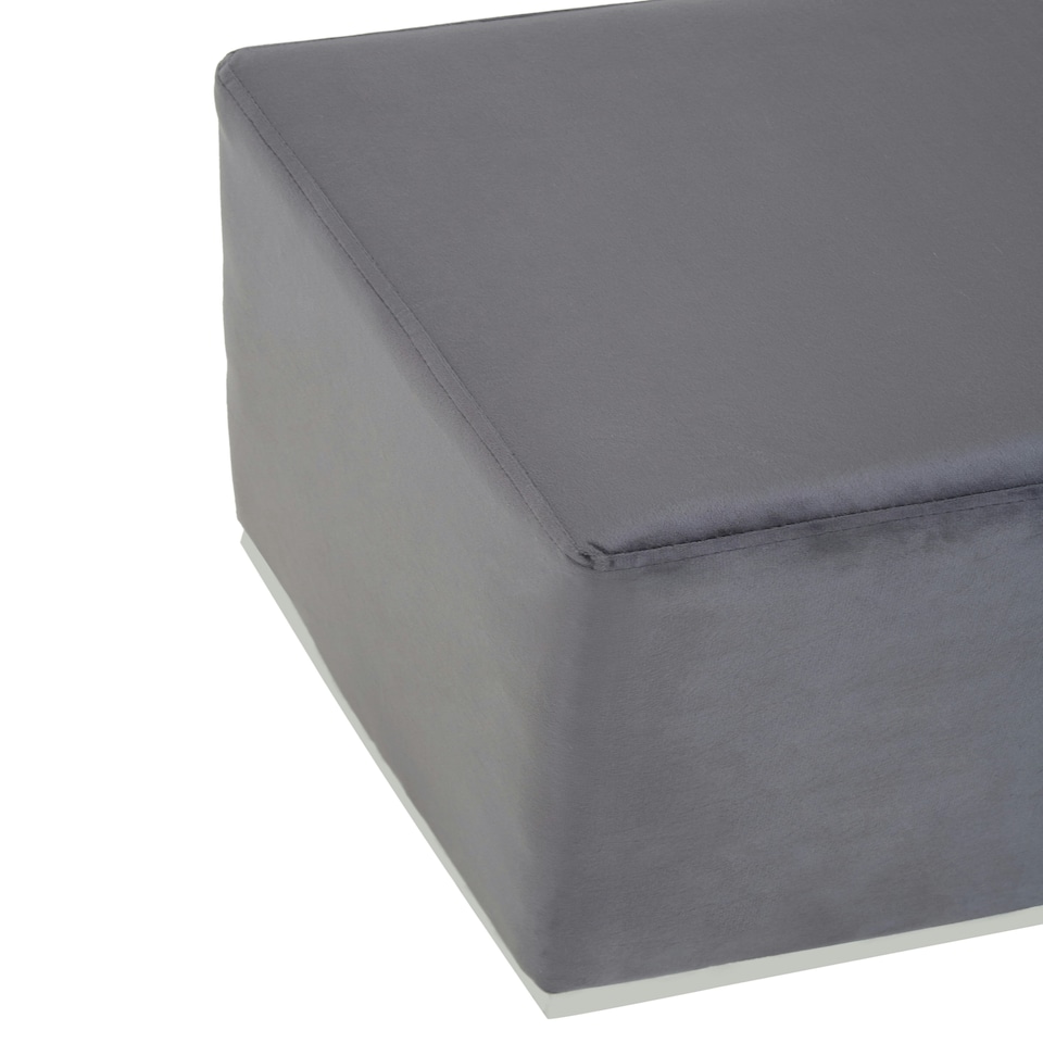 image 1 of Interiors by Premier Grey and Silver Square Footstool, Velvet Ottoman Footstool with Silver Base, Pouffe Footstool for Home Grey