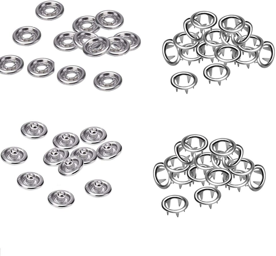 image 1 of 11mm Silver Snap Poppers Prong Ring Press Studs for DIY crafts - 50pcs