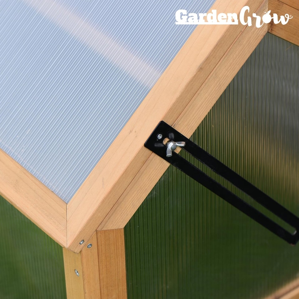 image 1 of Wooden Outdoor Cold Frame Grow House Polycarbonate Shelter for Garden Vegetables & Plants | Brown | 1