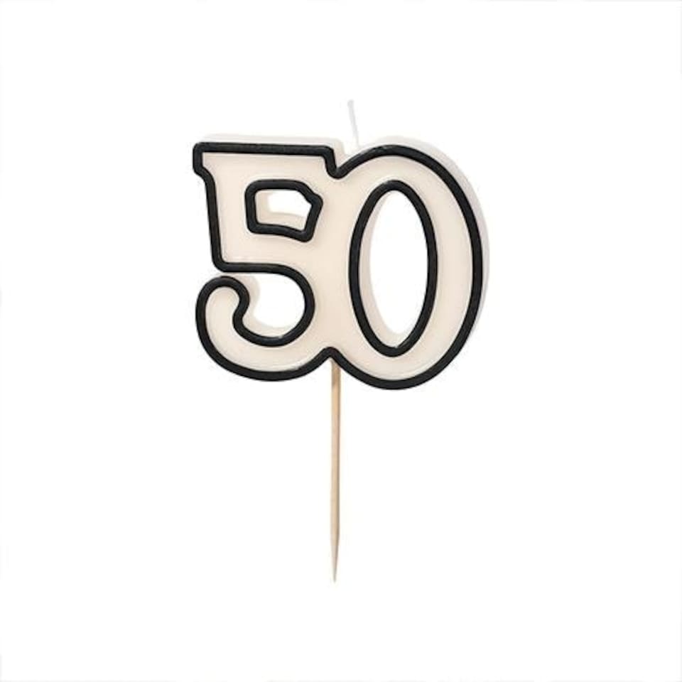 image 1 of Black & White 50th Birthday Elegant Milestone Candle 5.5cm | Black