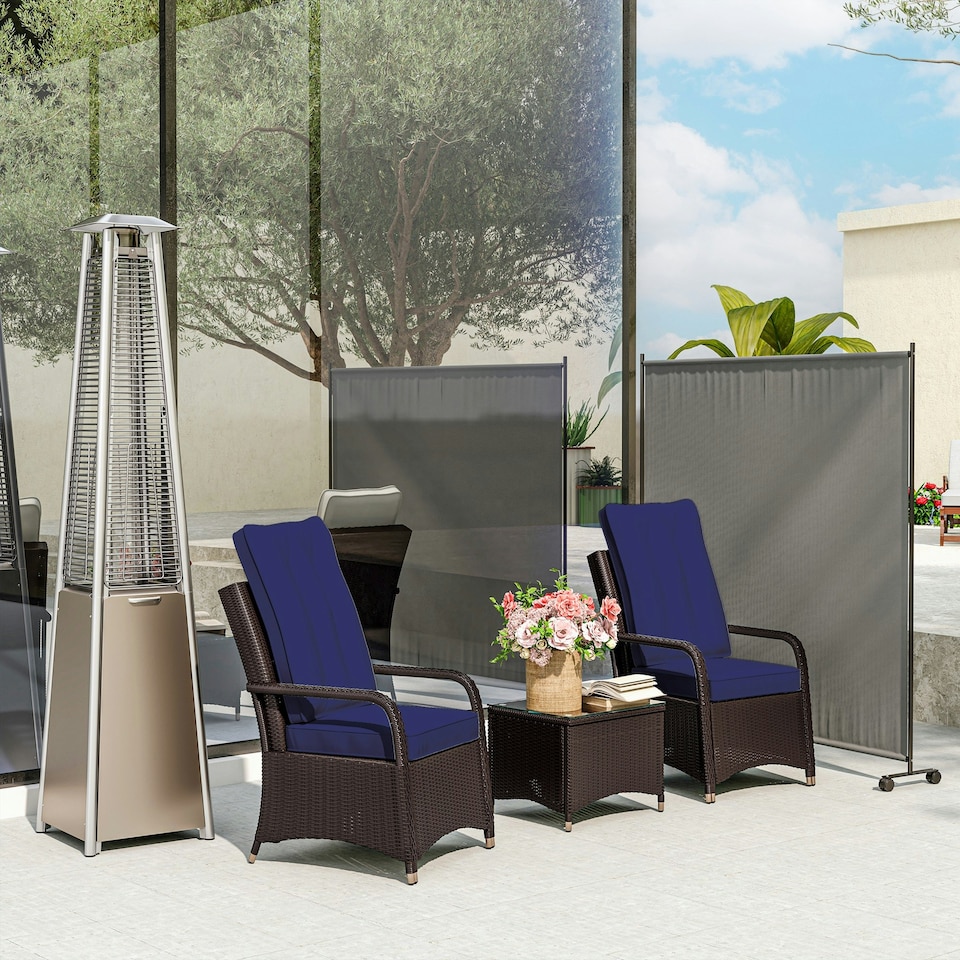 image 1 of Outsunny Garden Screen with Wheels, 6ft Rolling Privacy Room Divider, Dark Grey Grey