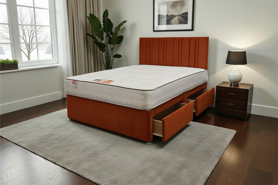 image 1 of SKY Plush Bed Set With Mattress, 2 Drawers Same Side & 24"Headboard