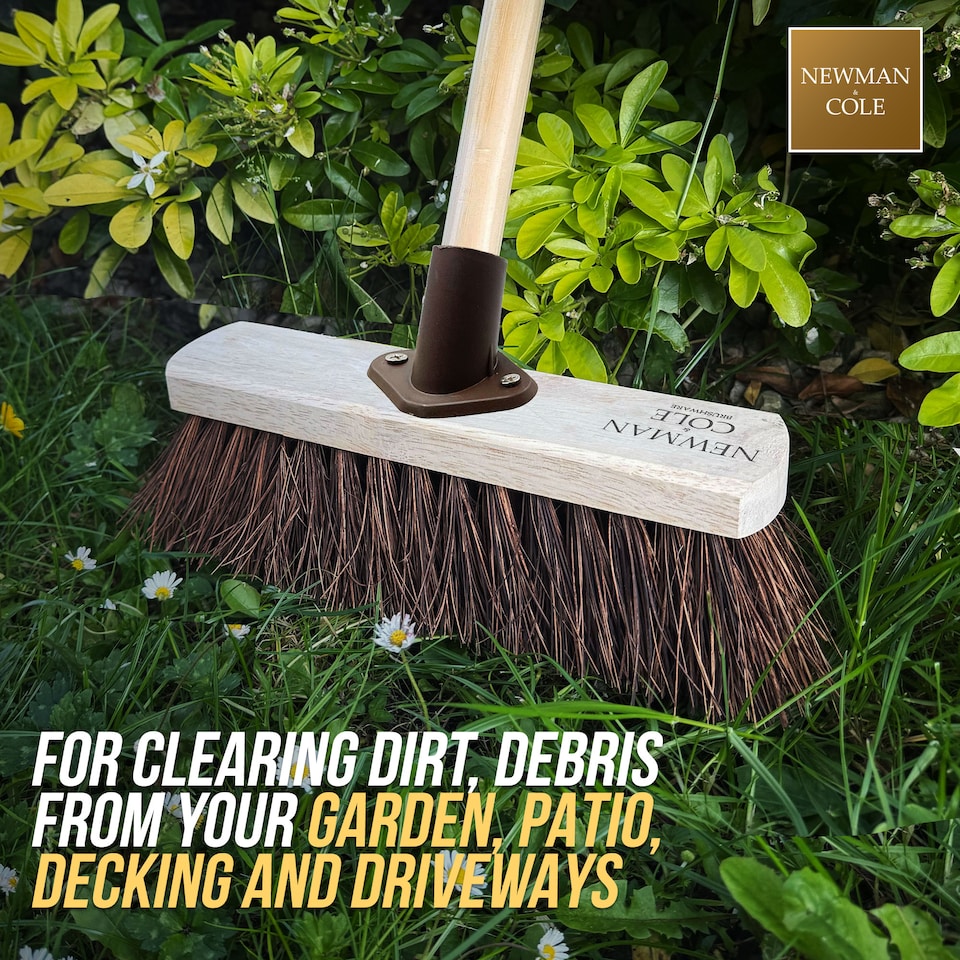 image 1 of Outdoor Broom 10" Yard Brush Heavy Duty Stiff Bristle Garden Sweeping Brush for Patio & Driveway | Brown | 1