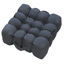 Quilted Button Seat Pad Cushion Booster 100% Cotton Cover 45cm Square Grey