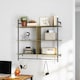 image 8 of HOMCOM Wall Shelf Unit with 4 Hooks for Living Room Grey Wood Effect