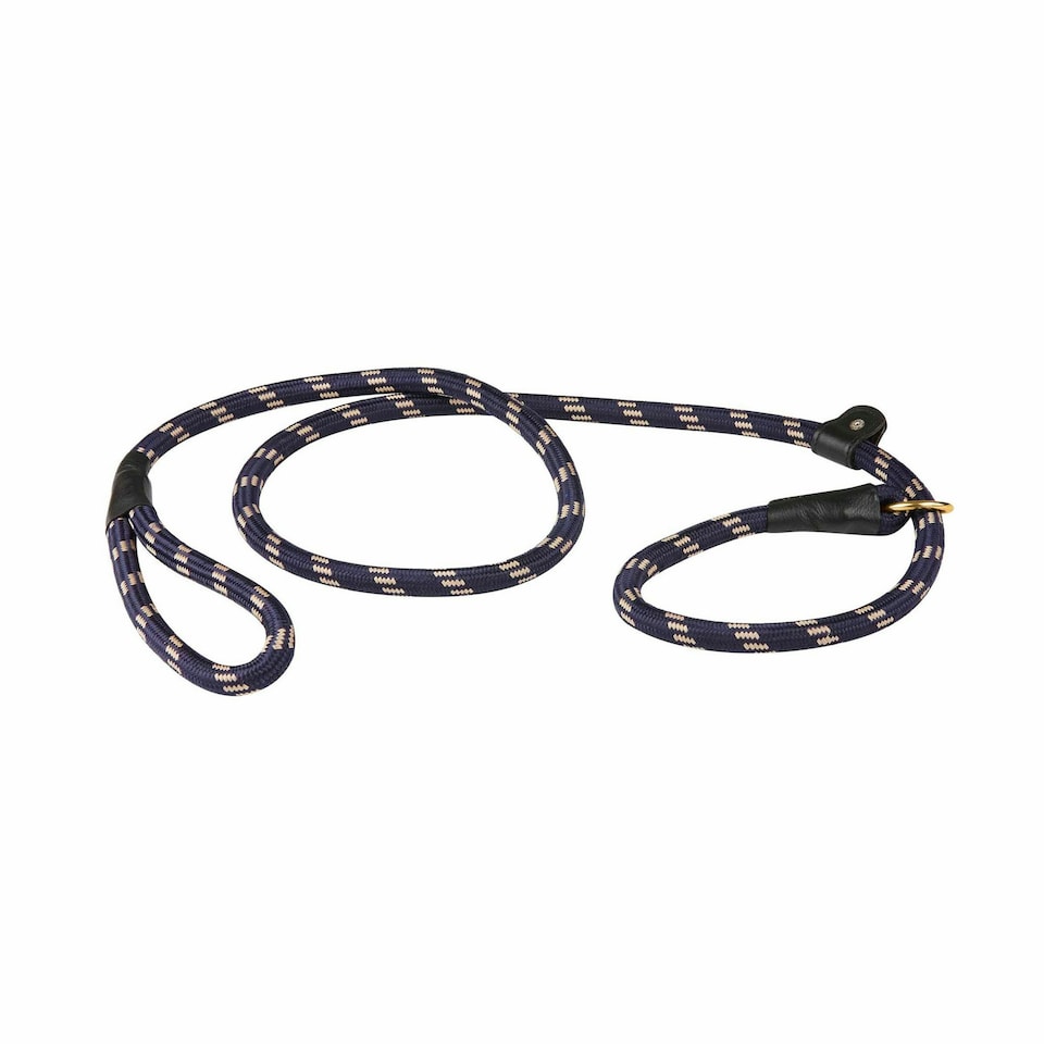 image 1 of Weatherbeeta Rope Leather Slip Dog Lead - Navy/Brown - 1.2m