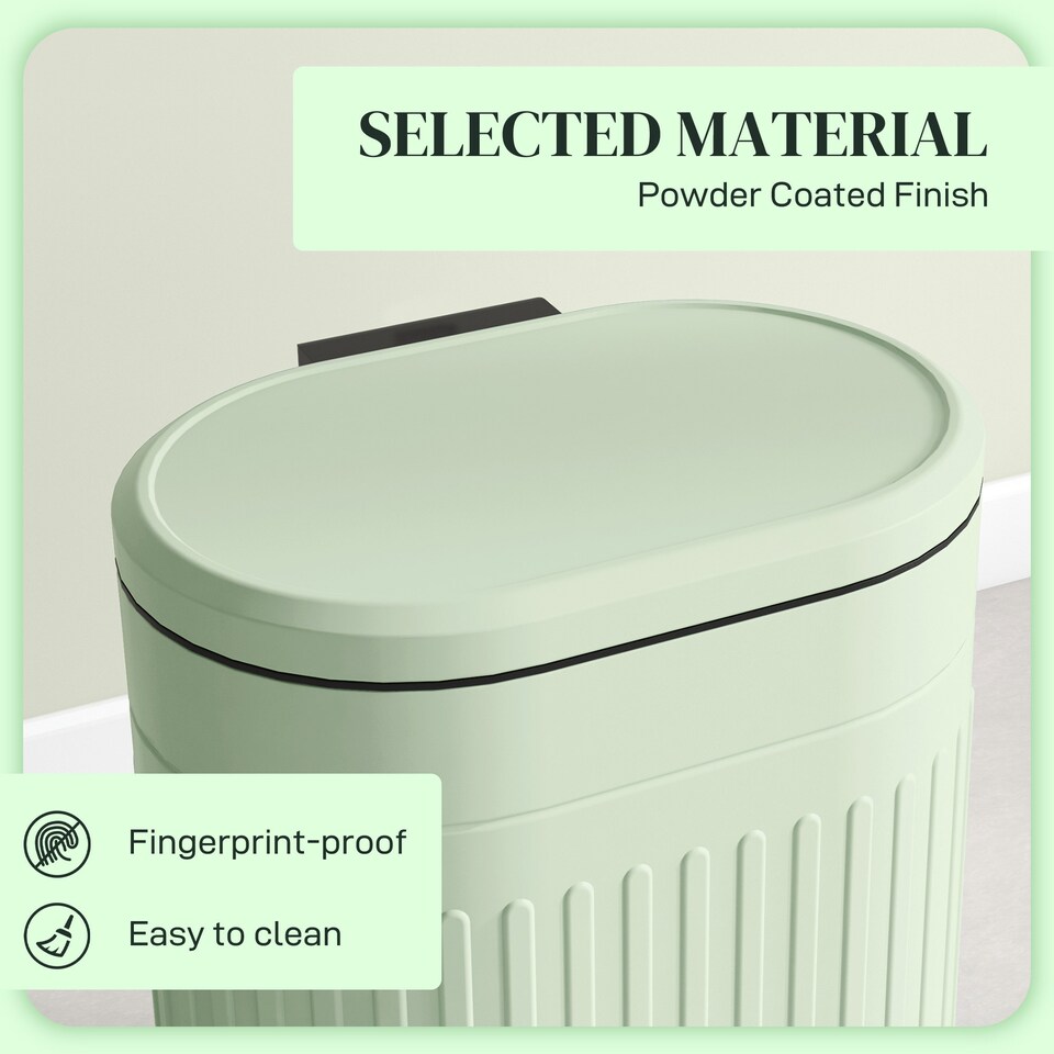 image 1 of HOMCOM 20 Litre Pedal Bin, Fingerprint Proof Kitchen Bin with Soft-close Lid, Metal Rubbish Bin with Foot Pedal and Removable Inner Bucket, Light Green | Green | 1