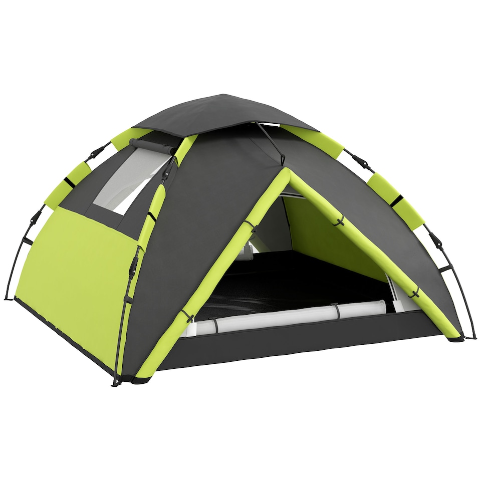 image 1 of Outsunny 3-4 Man Camping Tent Portable with Bag, Quick Setup, Dark Green