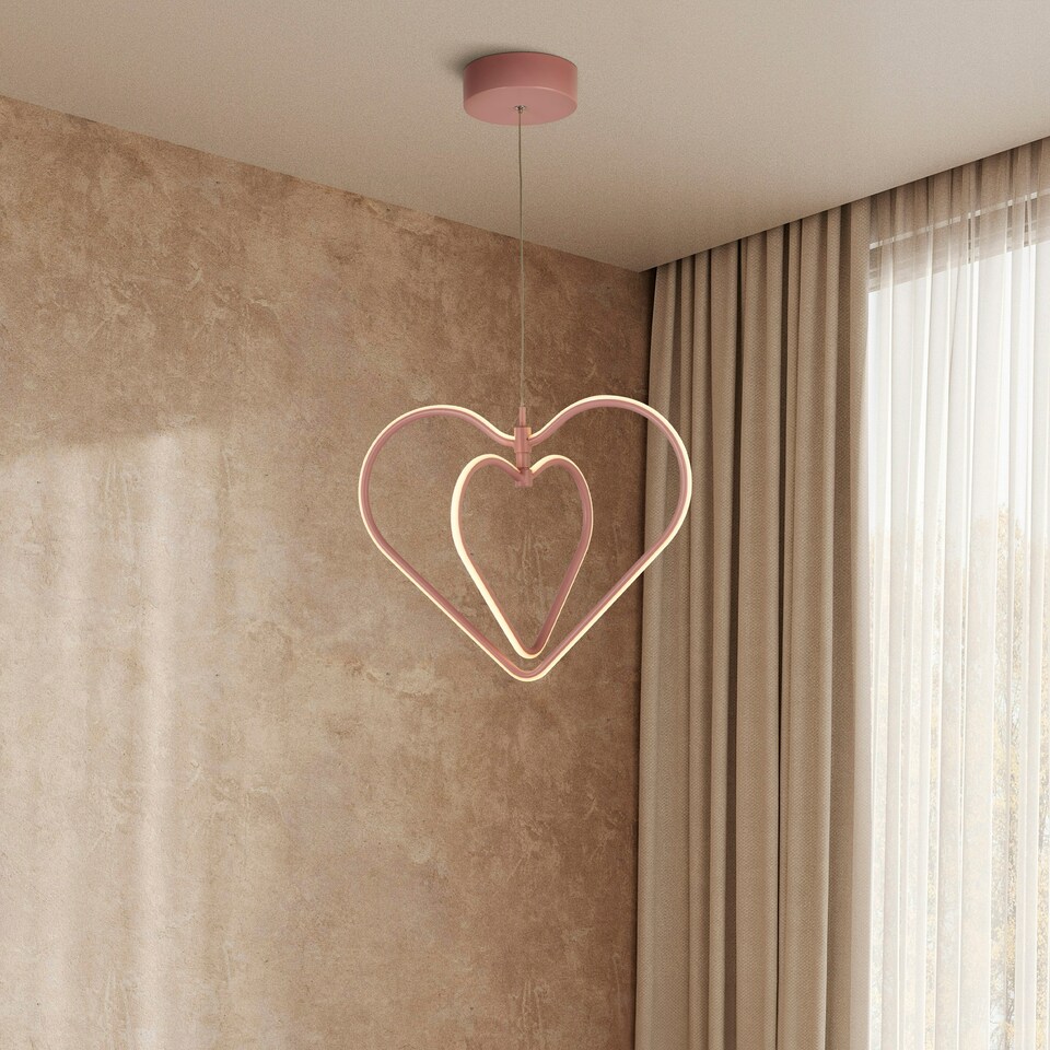 image 1 of Blush Double Heart Led Pendant