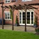 image 3 of Wall Mounted Premium Pergola 3 Posts - Wood - L240 x W660 x H270 cm - Rustic Brown