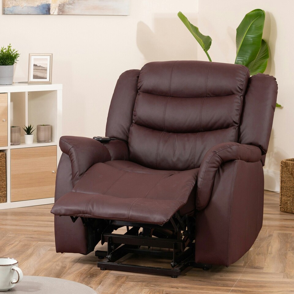 image 1 of Almeira Electric Riser Recliner with Massage and Heat - Burgundy