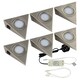 image 1 of Set of 2 Puck - Brushed Steel LED Under Cabinet Kits Silver
