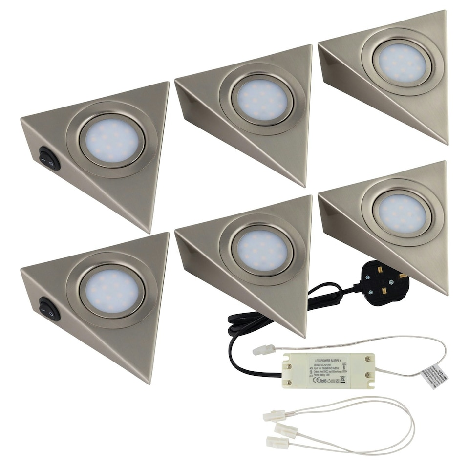 image 1 of Set of 2 Puck - Brushed Steel LED Under Cabinet Kits Silver