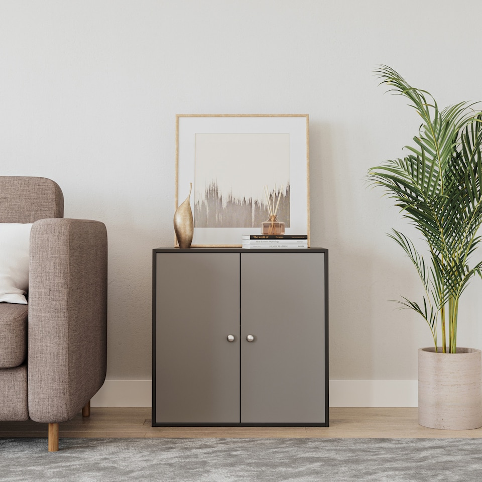 image 1 of Black 2-Tier 2-Door Wooden Cabinet | Black | 0 x 0 x 0 | 1