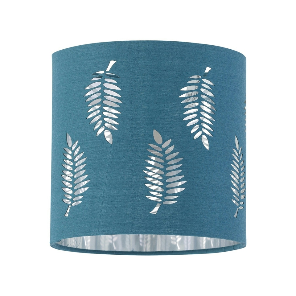 image 1 of First Choice Lighting Set of 2 Chrome Two Ball Table Lamps with Teal Fern Shades Chrome | Green