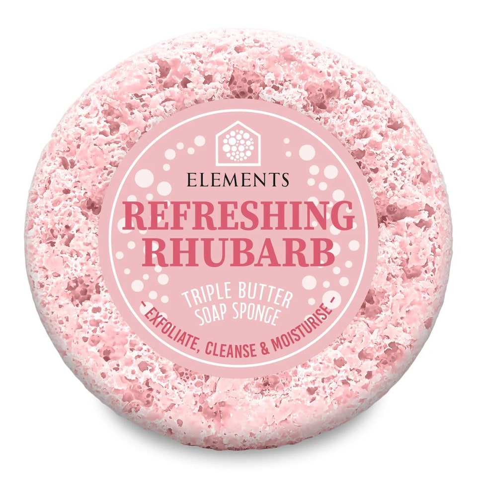 Elements of Fragrance Triple Butter Soap Body Buffer Sponge - Refreshing Rhubarb