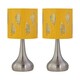 image 1 of Set of 2 Romana - Brushed Chrome Touch Operated Table Lamps Bedside Lights Ochre Fern Shade Silver | Yellow
