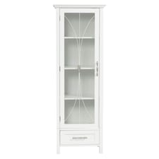 Teamson Home Bathroom Wooden Free Standing Tall Linen Storage Cabinet Tower, White