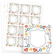 Doctors Design 65mm Square Sticker sheet of 12