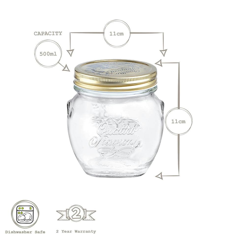image 1 of Bormioli Rocco Quattro Stagioni Glass Storage Jars - 500ml - Pack of 3