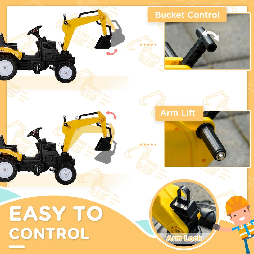 image 1 of HOMCOM Kids Pedal Go Kart Children Ride On Digger Tractor Toy Car For 3-6 Years