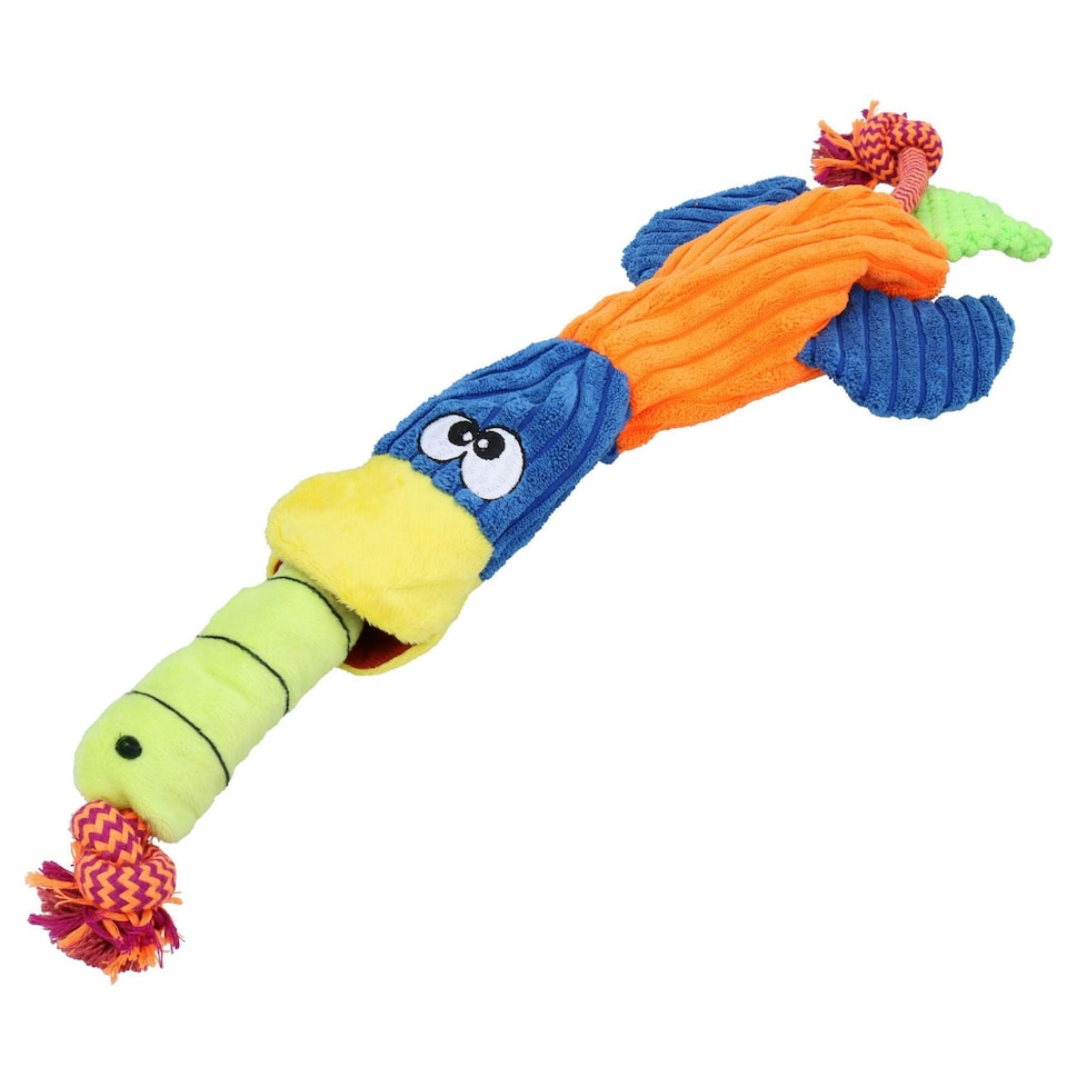 image 1 of Plush Rope Cordy Catchers Duck Dog Play Toy With Squeak Pet Dog Puppy Gift