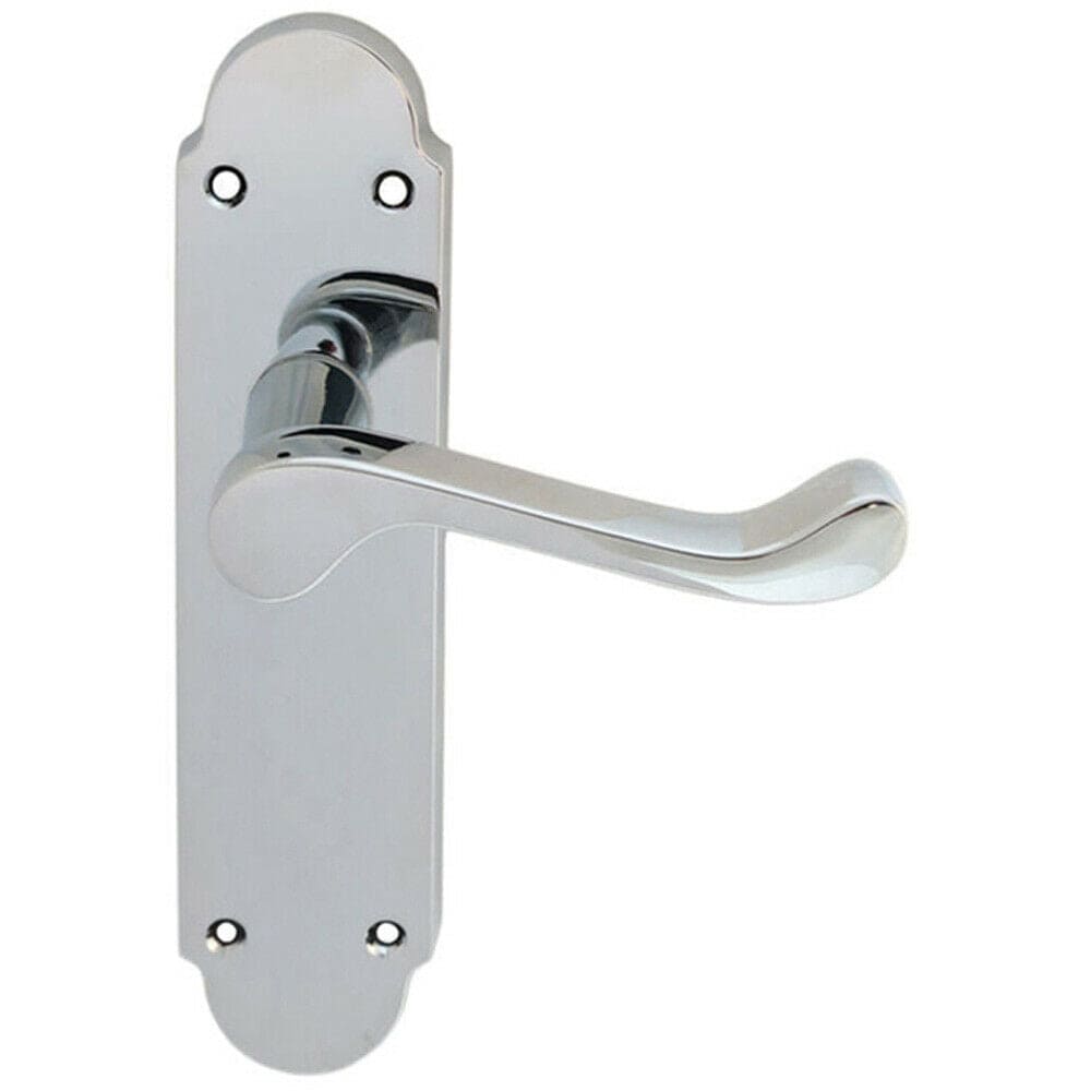 Loops PAIR Victorian Upturned Handle on Latch Backplate 170 x 42mm Polished Chrome