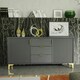 image 7 of Bold sideboard 140cm grey ribbed fronts gold accents Grey
