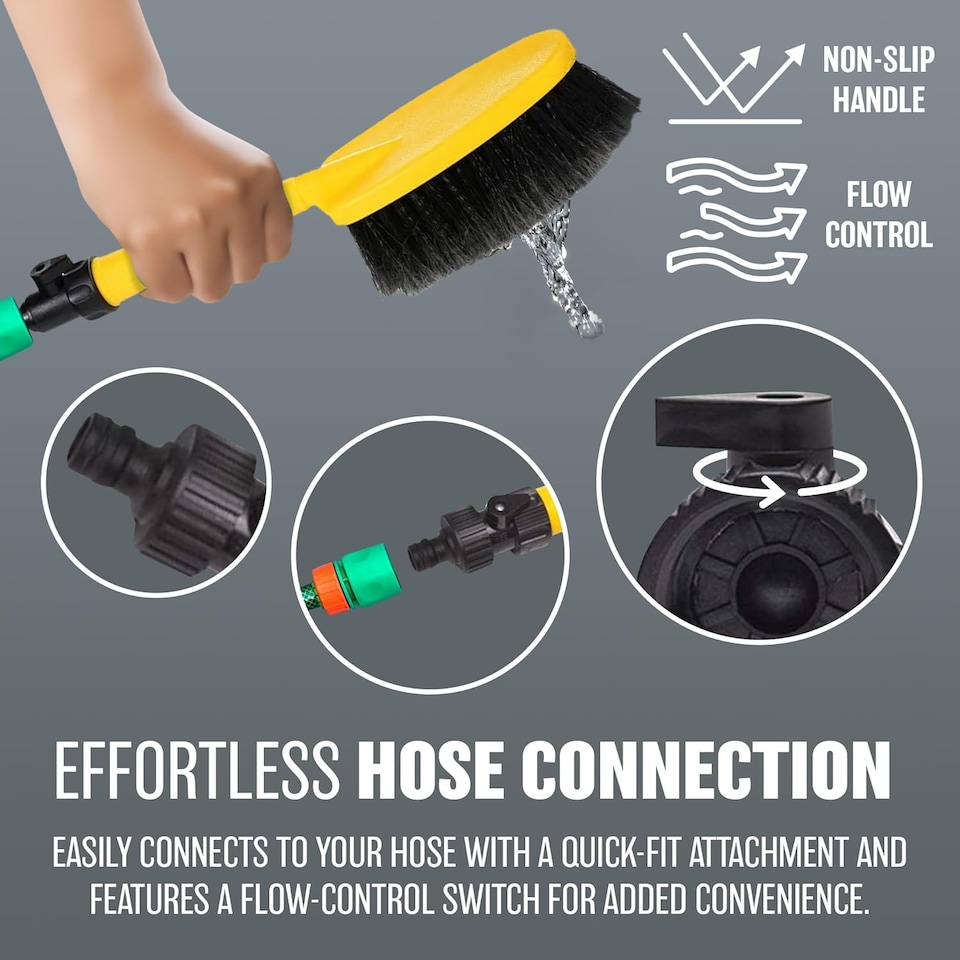 image 1 of Car Cleaning Kit 3m 9ft Telescopic Water Brush + 2 In 1 Spray Wheel Brush Diy