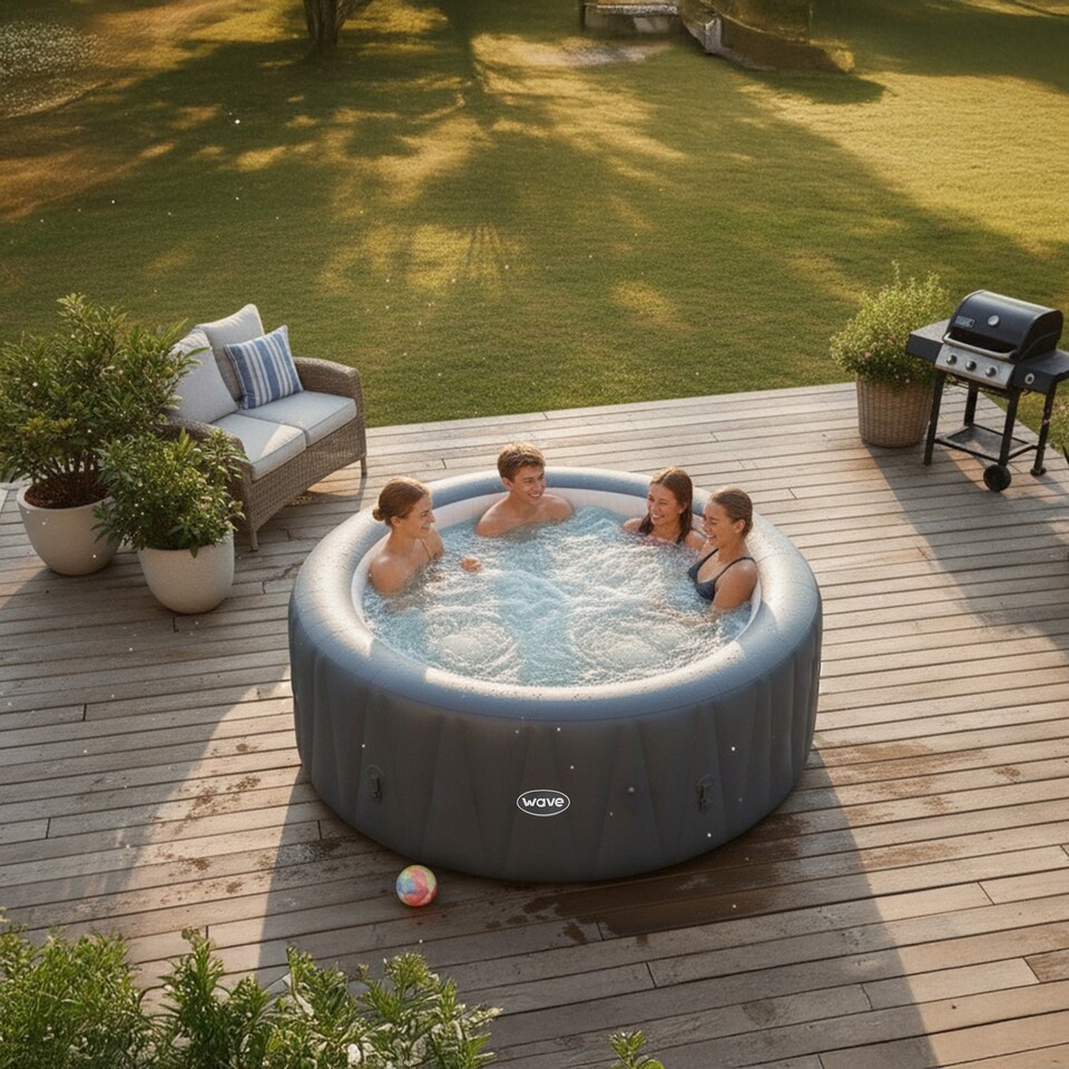 image 1 of Wave Atlantic 4 Person Inflatable Hot Tub, EnergySave Bundle, Dark Grey