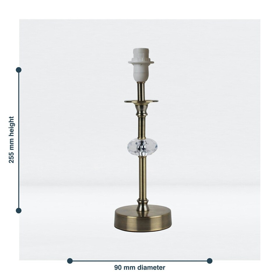 image 1 of First Choice Lighting Antique Brass Stick Table Lamp Base with Facet Detail Bronze | Clear