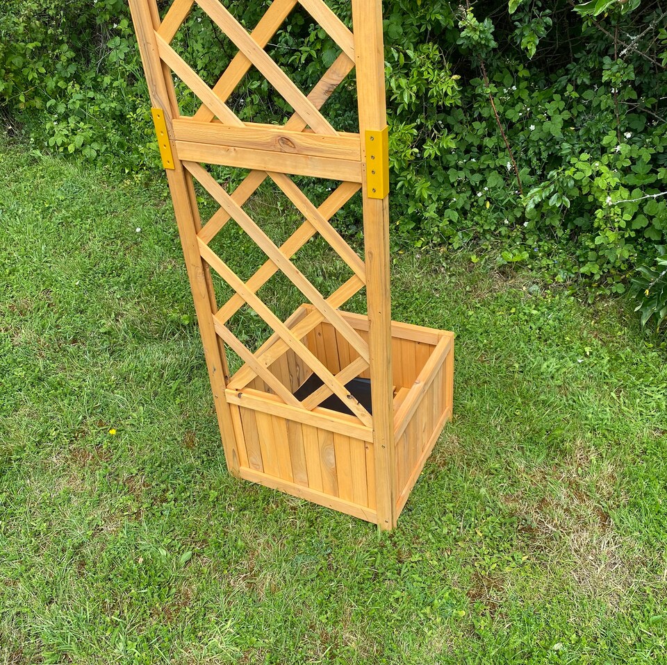 image 1 of Square Wooden Garden Trellis Planter