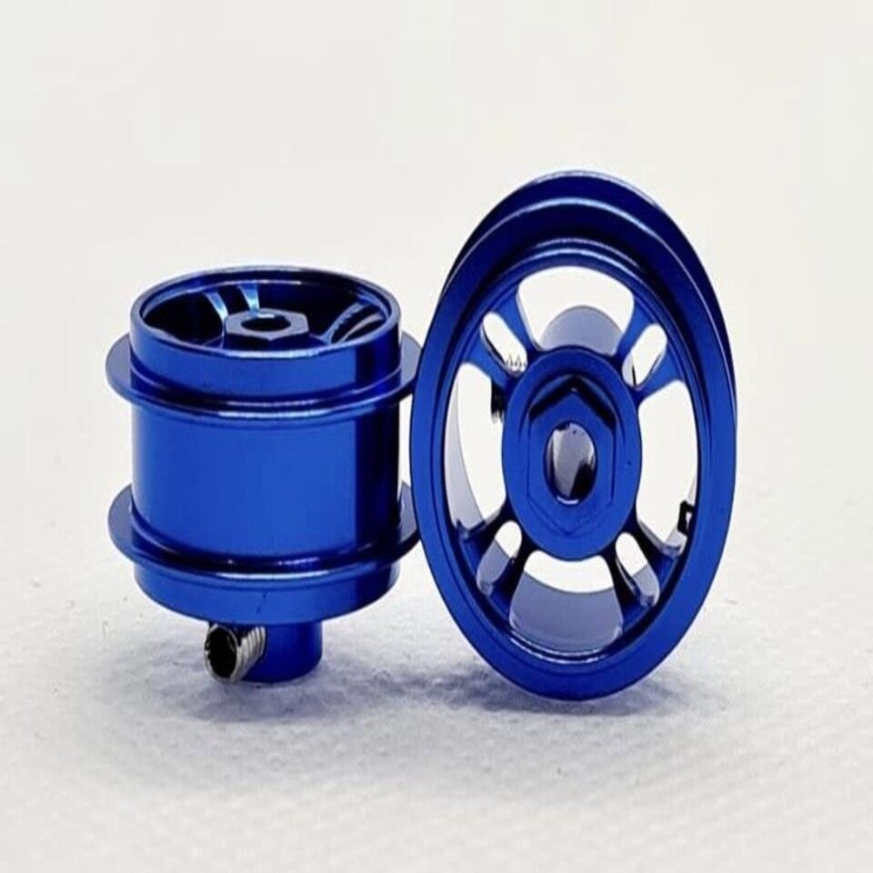 Staffs Slot Cars 4 Spoke Modern Blue Alloy Wheels 15.8 x 8.5mm x 2 Staffs 47