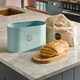 image 2 of Cooks Professional Ribbed Bread Bin, Linen Bag & Bamboo Board Set with Silver Label | Blue | Blue & Silver | 1