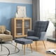 image 2 of HOMCOM Button Tufted Armchair with Footstool and Gold Tone Steel Legs Dark Grey