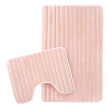 Ribbed Bath Mat Set in Pink Pink | Pink | Pink