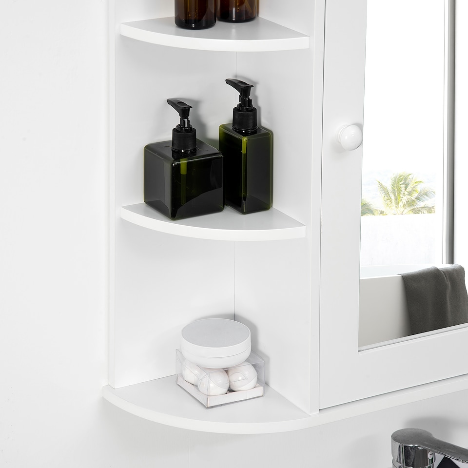 image 1 of HOMCOM Wall Mounted Bathroom Cabinet w/ Mirror Single Door Storage Shelves
