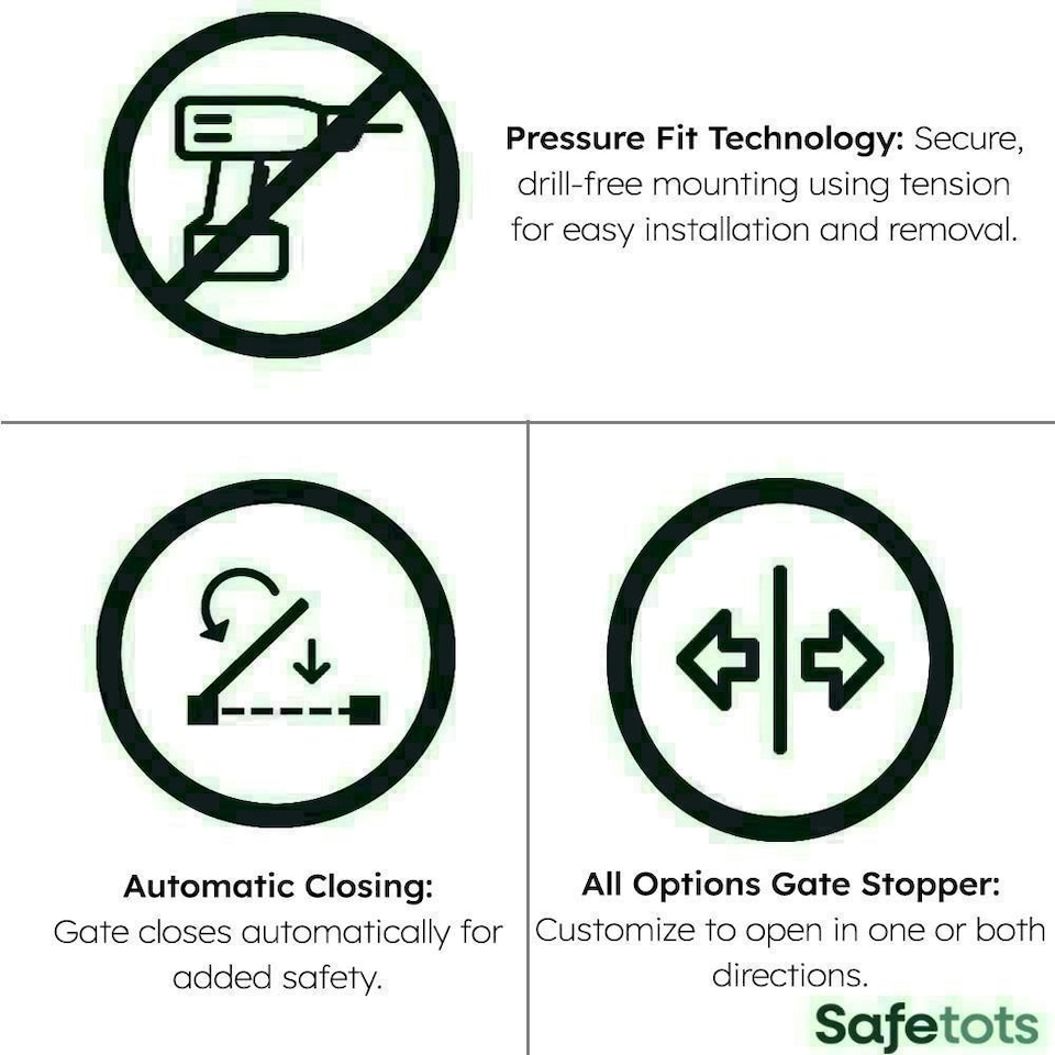 image 1 of Safetots Extra Tall Elite Safety Gate, 71cm - 80cm, Matt Grey, Extra Tall 96.8cm in Height, Pressure Fit Stair Gate